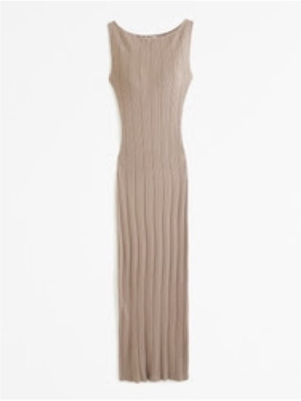 Abercrombie & Fitch Sleeveless Ribbed Maxi Dress in Beige